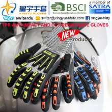 Cut-Resistance and Anti-Impact TPR Gloves, 15g Hppe Shell Cut-Level 3, Foam Nitrile Palm Coated, Anti-Impact TPR on Back Mechanic Gloves